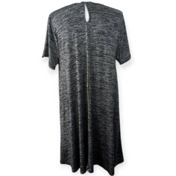 GRAY WHITE COLLAR MAXI DRESS SZ.M/L EUC SHORT SLEEVE - Picture 4 of 4